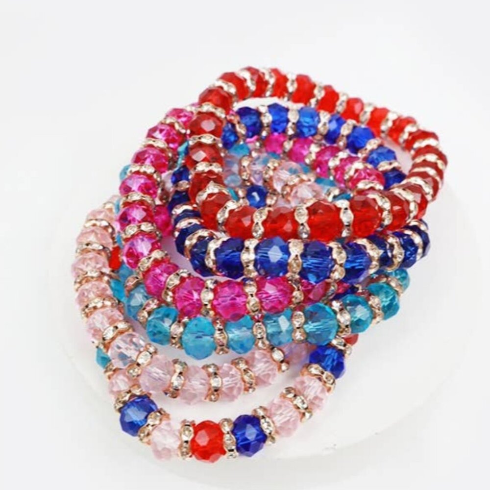 Multi Beaded Stretch Bracelet (Rainbow)